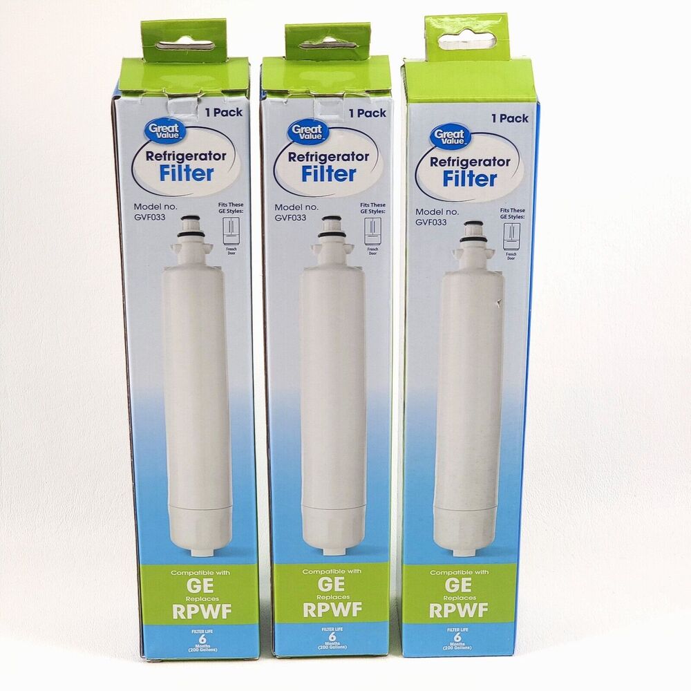 3 Great Value Refrigerator Water Filter GVF033 GE RPWF RWF1063 RWF3600A* 600 gal